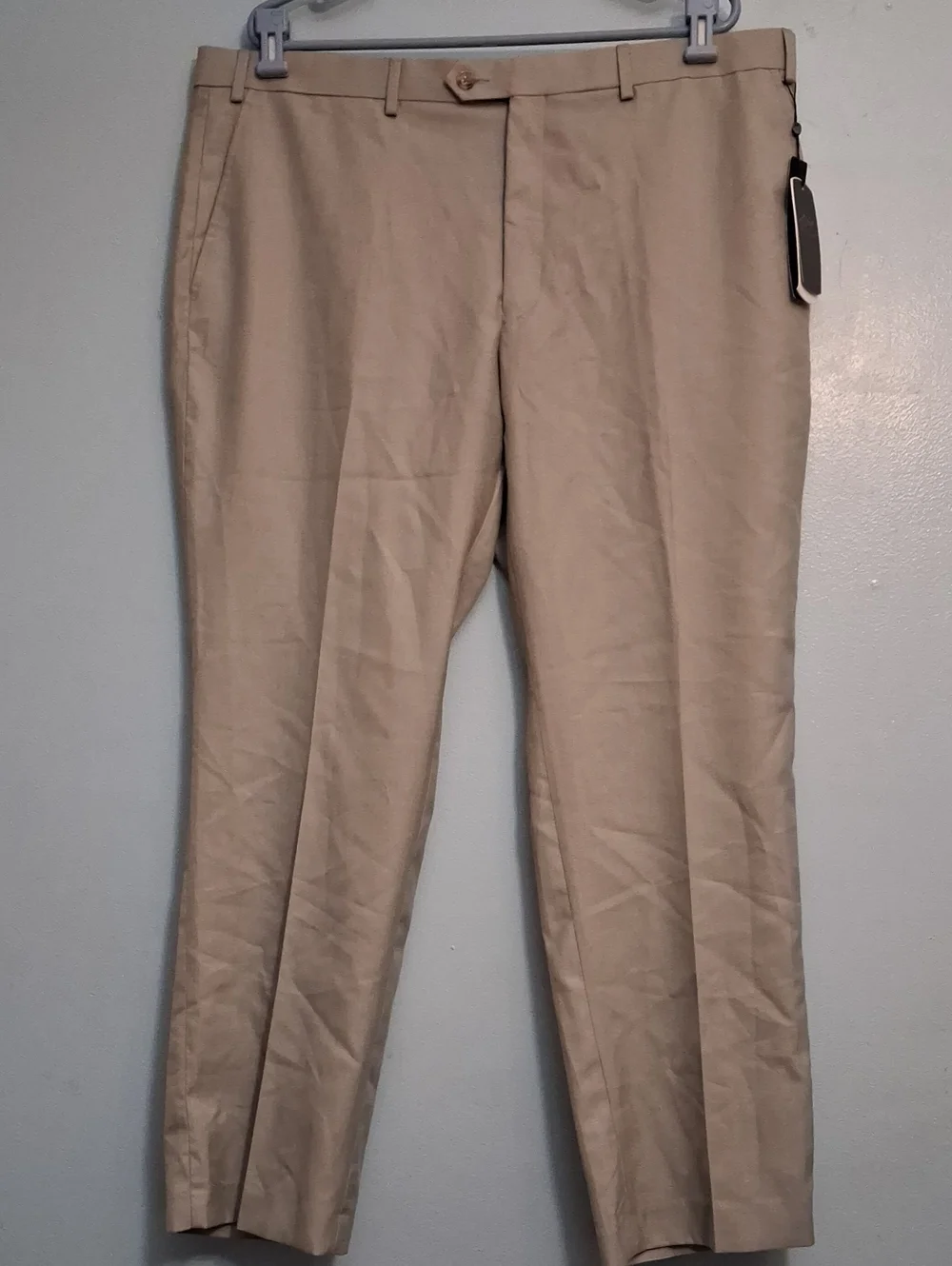 Greg Norman Size W42×L30 Men's Performance Tan Khaki Slim-fit Dress Pants.